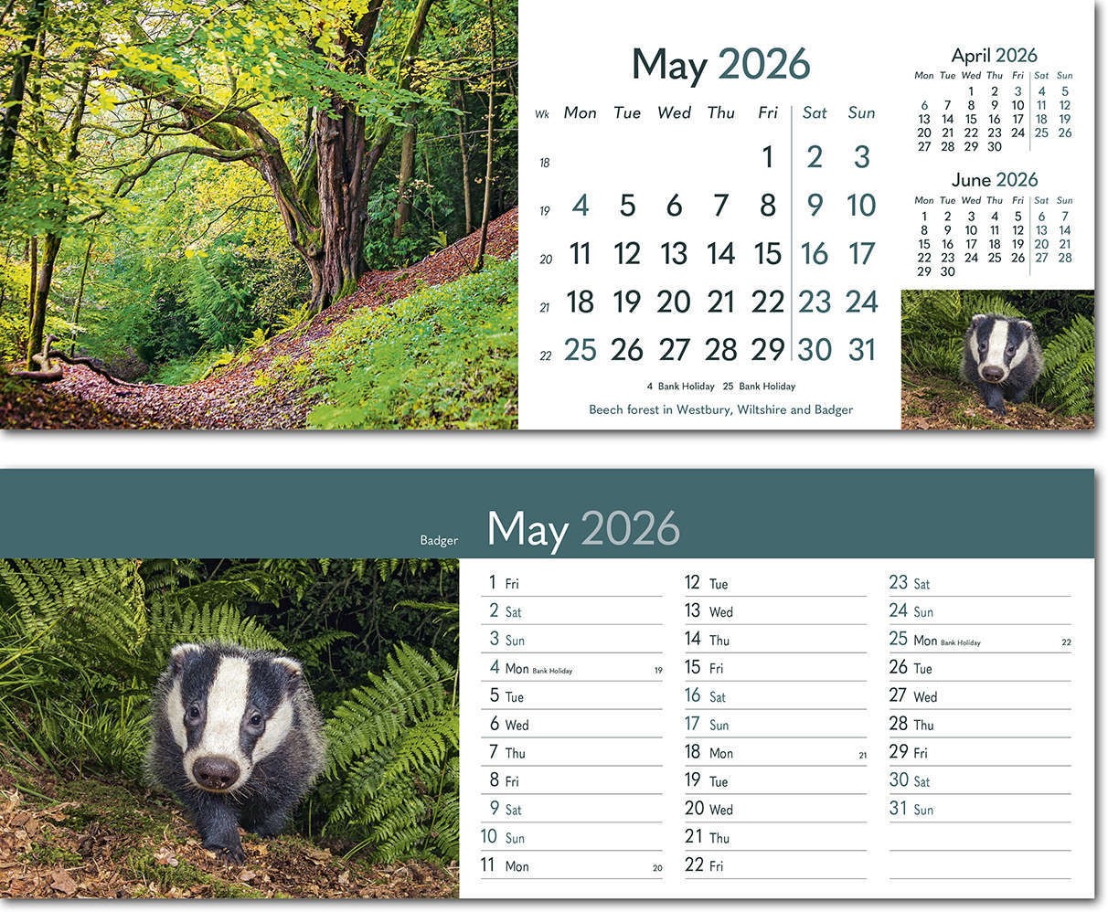 Rural Britain Premium Lined Easel Desk Calendar