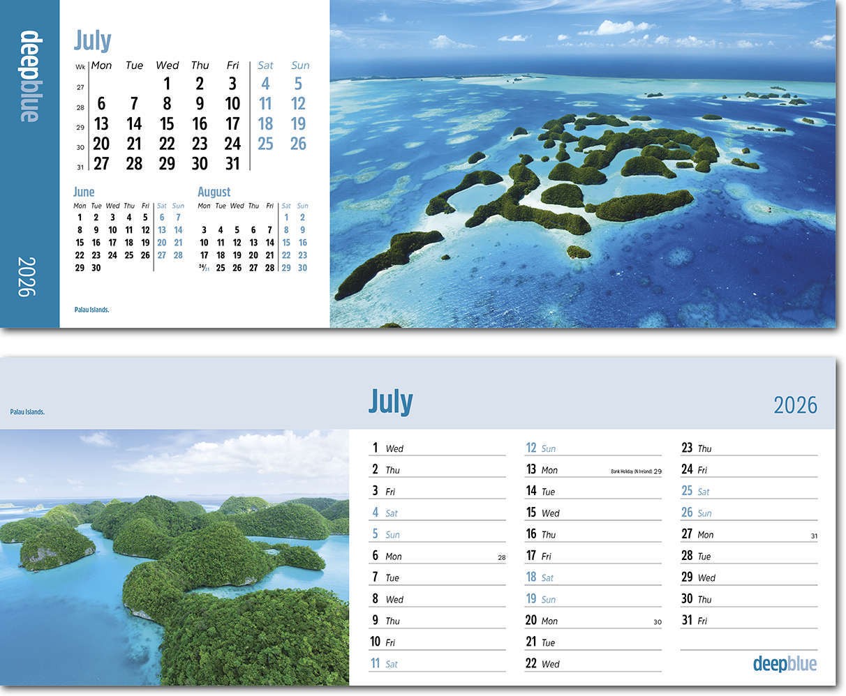 Deep Blue Note Station Desk Calendar