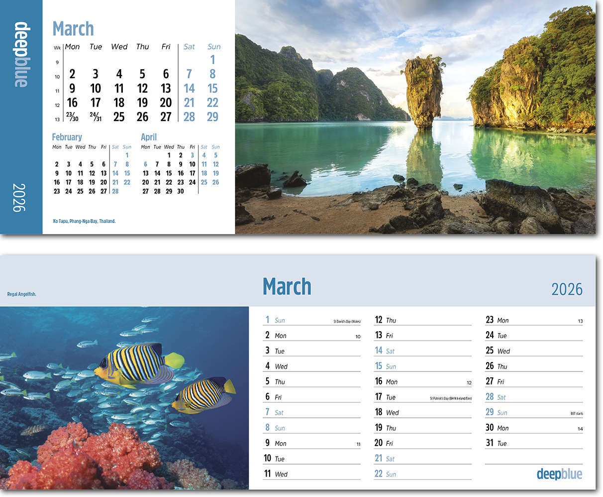 Deep Blue Premium Lined Easel Desk Calendar