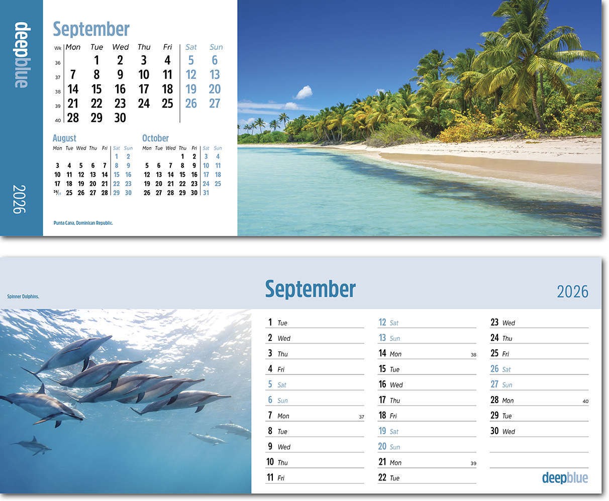 Deep Blue Premium Lined Easel Desk Calendar