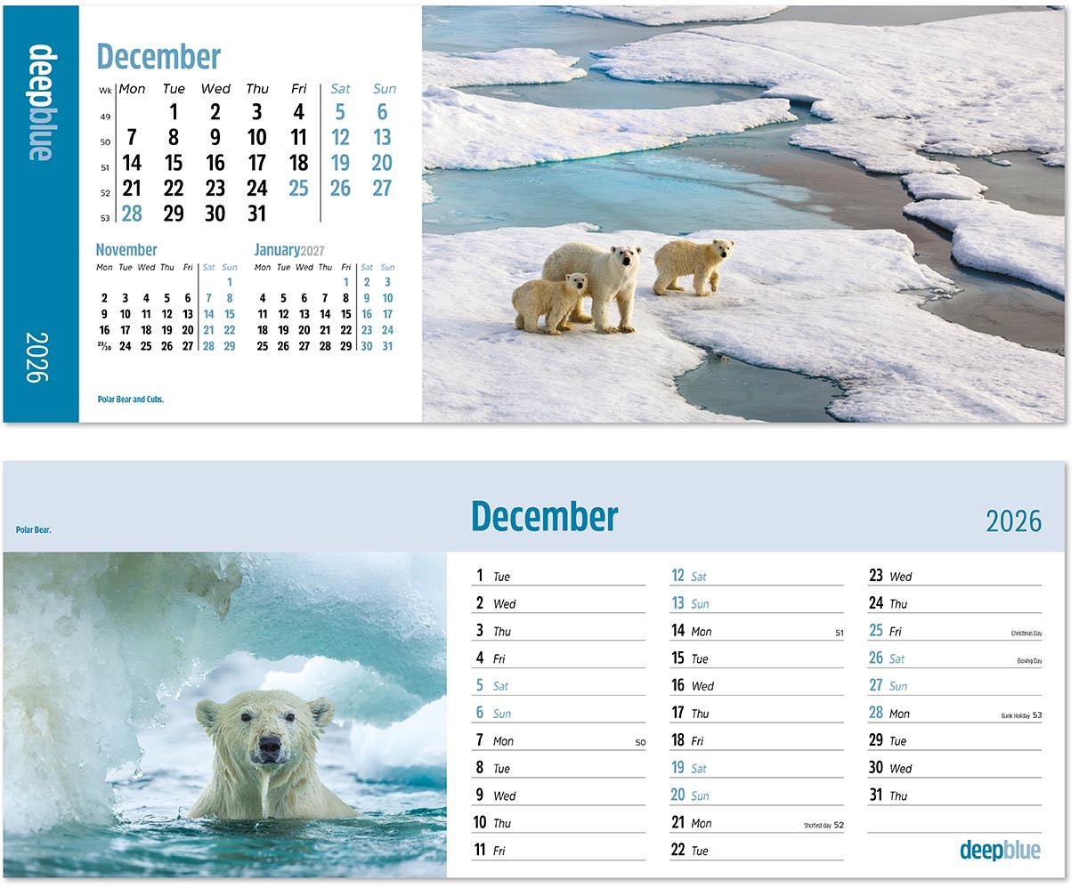 Deep Blue Desk Calendar