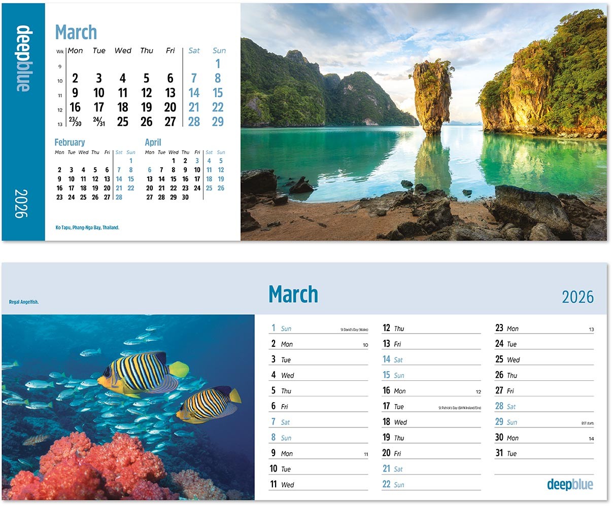 Deep Blue Desk Calendar