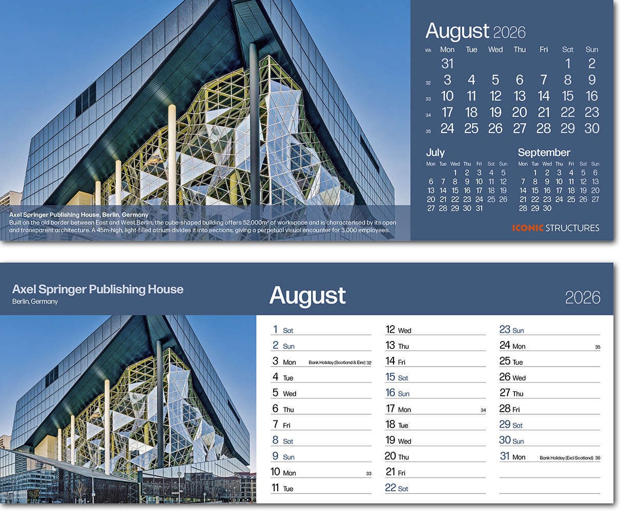 Iconic Structures Premium Lined Easel Desk Calendar