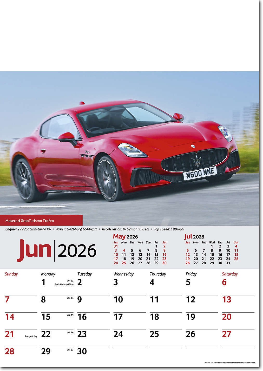 Performance Cars Wall Calendar