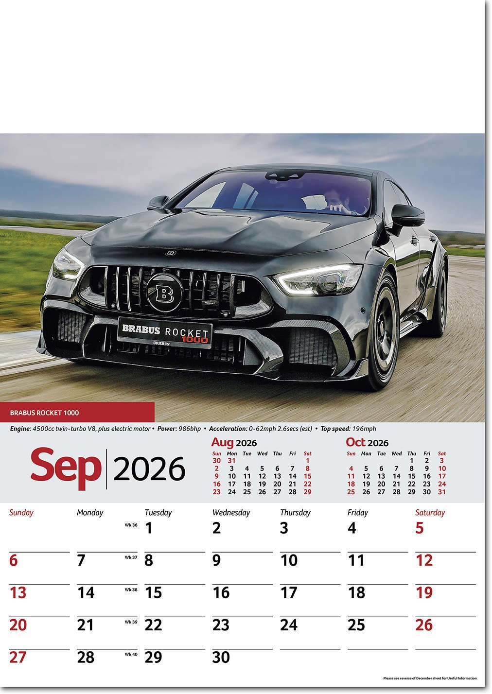 Performance Cars Wall Calendar